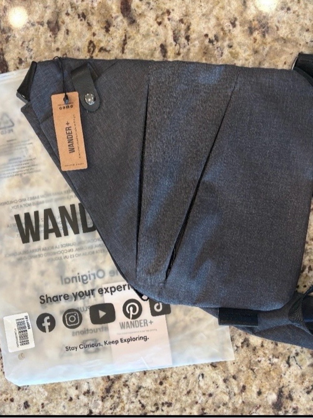 Wander Plus anti-theft Gray Compact Crossbody Sling Bag